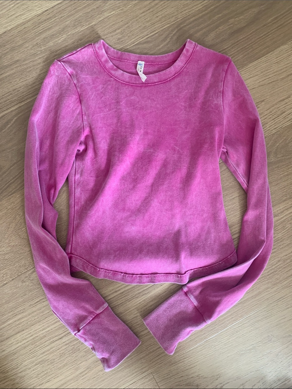 FP Movement by Free People Bright Pink Ribbed Long Sleeve Top